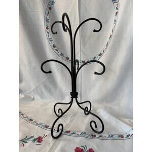 Longaberger Black Wrought Iron 6 hook Mug Cup Rack Coffee Tea 16 X 10 inches EUC